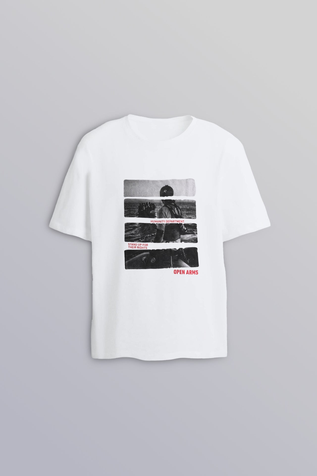 nueva camiseta open arms blanca